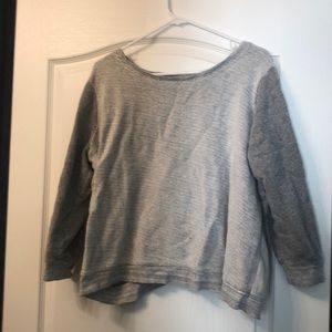 Comfy grey knit sweater with mesh back detail
